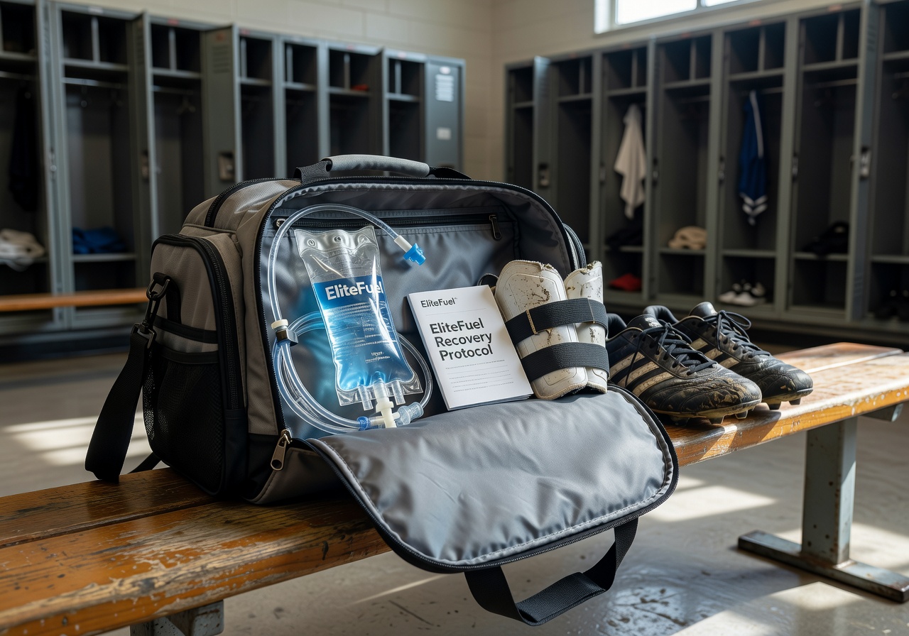 EliteFuel IV Drip Kit - gym bag lifestyle