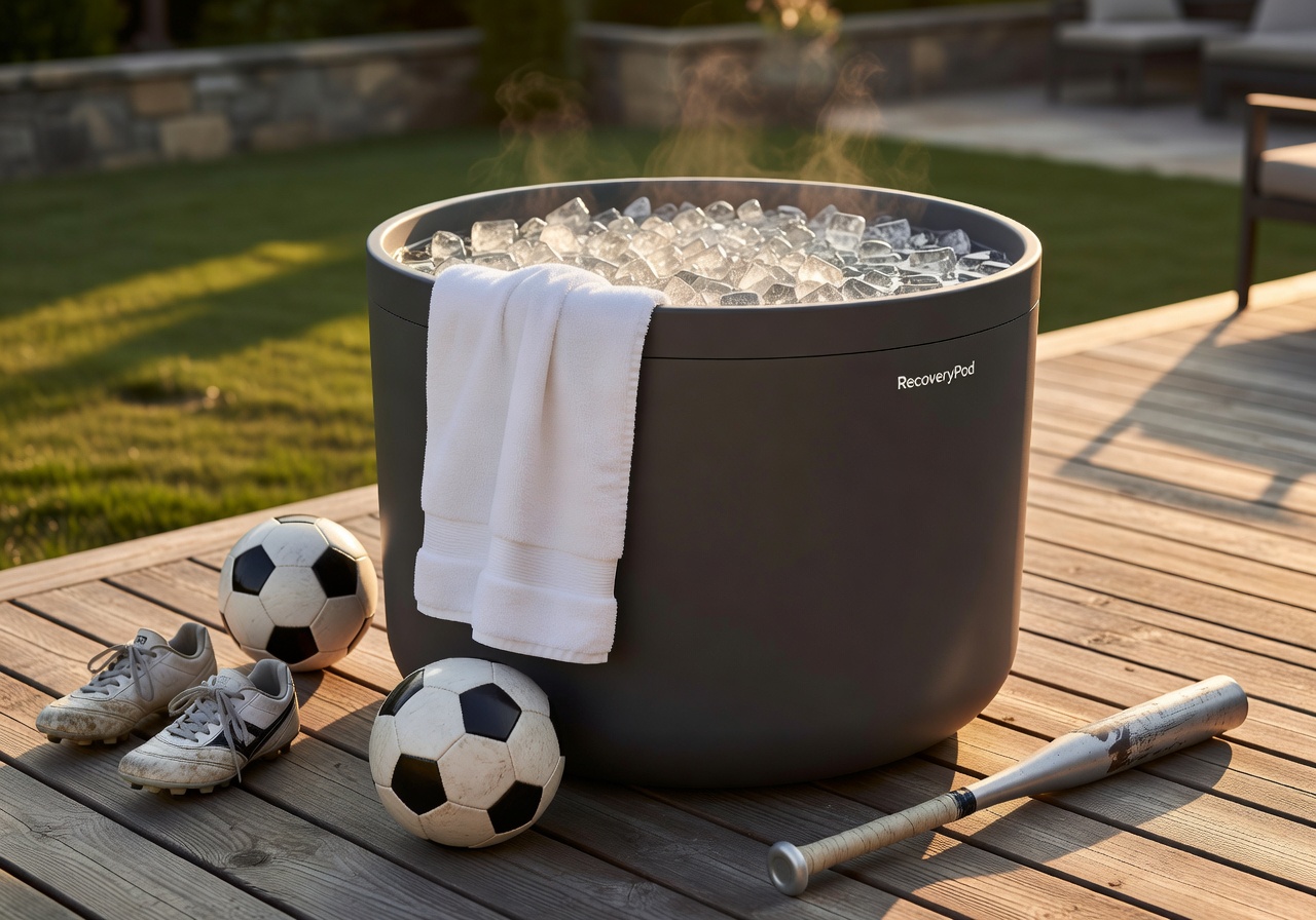 RecoveryPod Junior Ice Bath - backyard setup