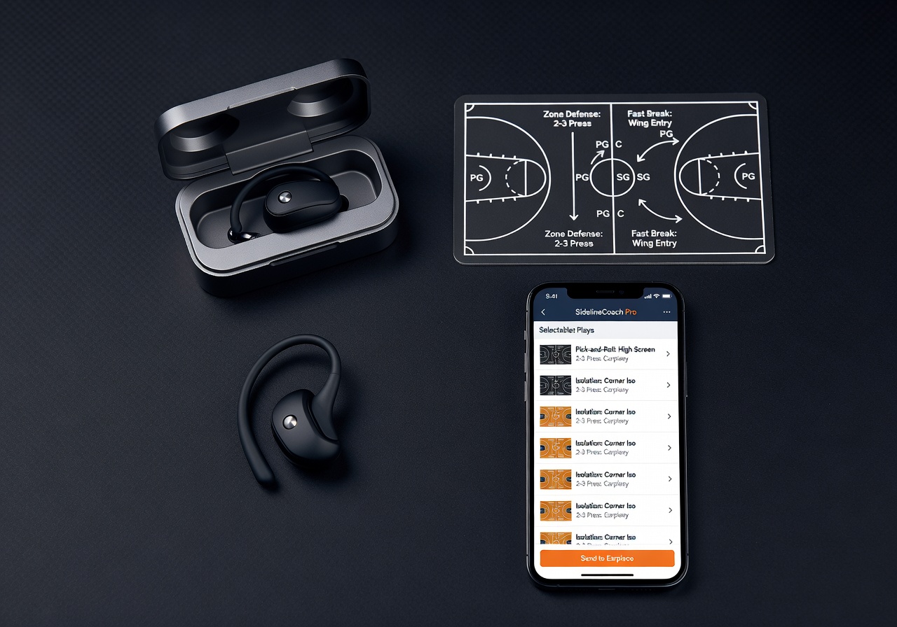 SidelineCoach Earpiece - kit flat lay